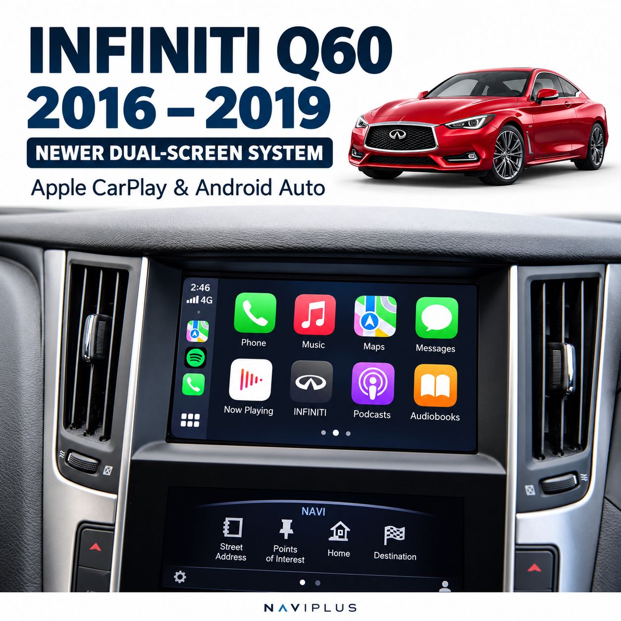 Infiniti Q60 2016–2019 – Apple CarPlay &amp; Android Auto Integration