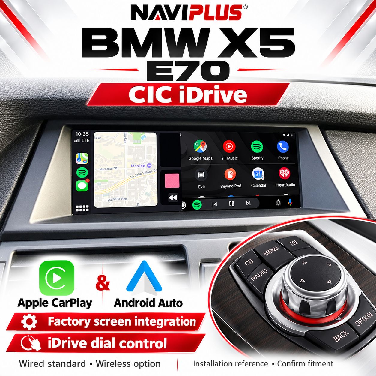 BMW X5 E70 CIC iDrive Apple CarPlay &amp; Android Auto Integration 2010–2013