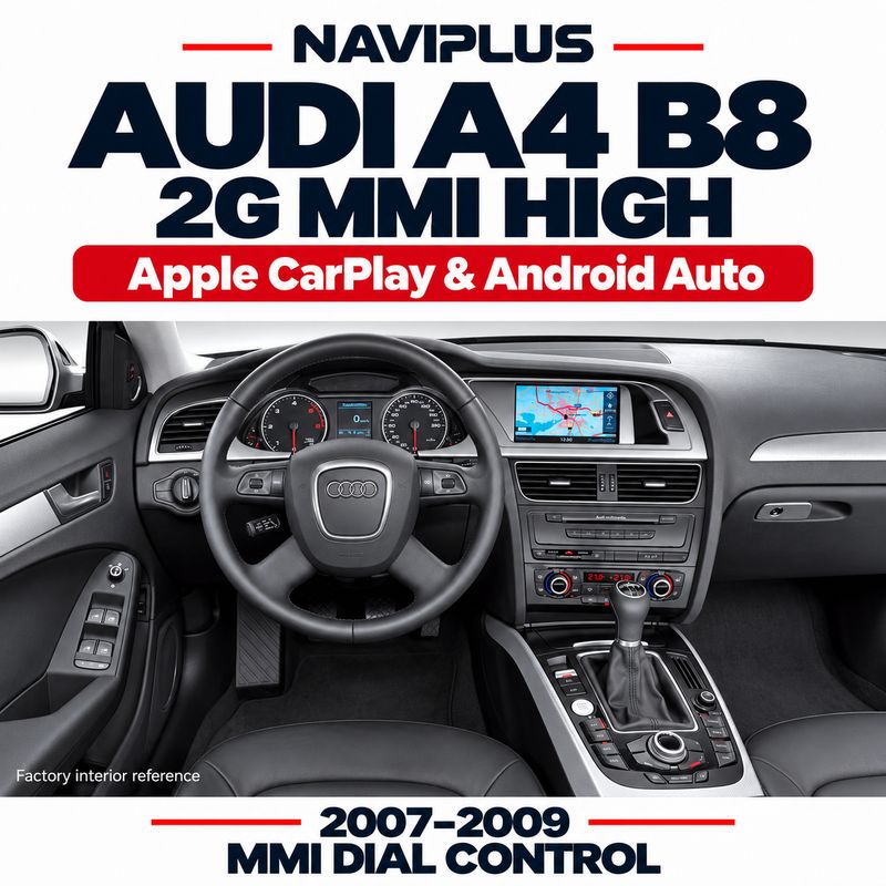 Audi A4 B8 2007–2009 2G MMI High Apple CarPlay &amp; Android Auto Integration with Factory Dial Control