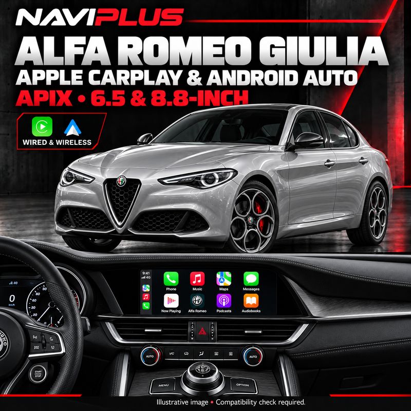 Alfa Romeo Giulia Apple CarPlay &amp; Android Auto Integration Kit | APIX 6.5-inch &amp; 8.8-inch | Wired &amp; Wireless