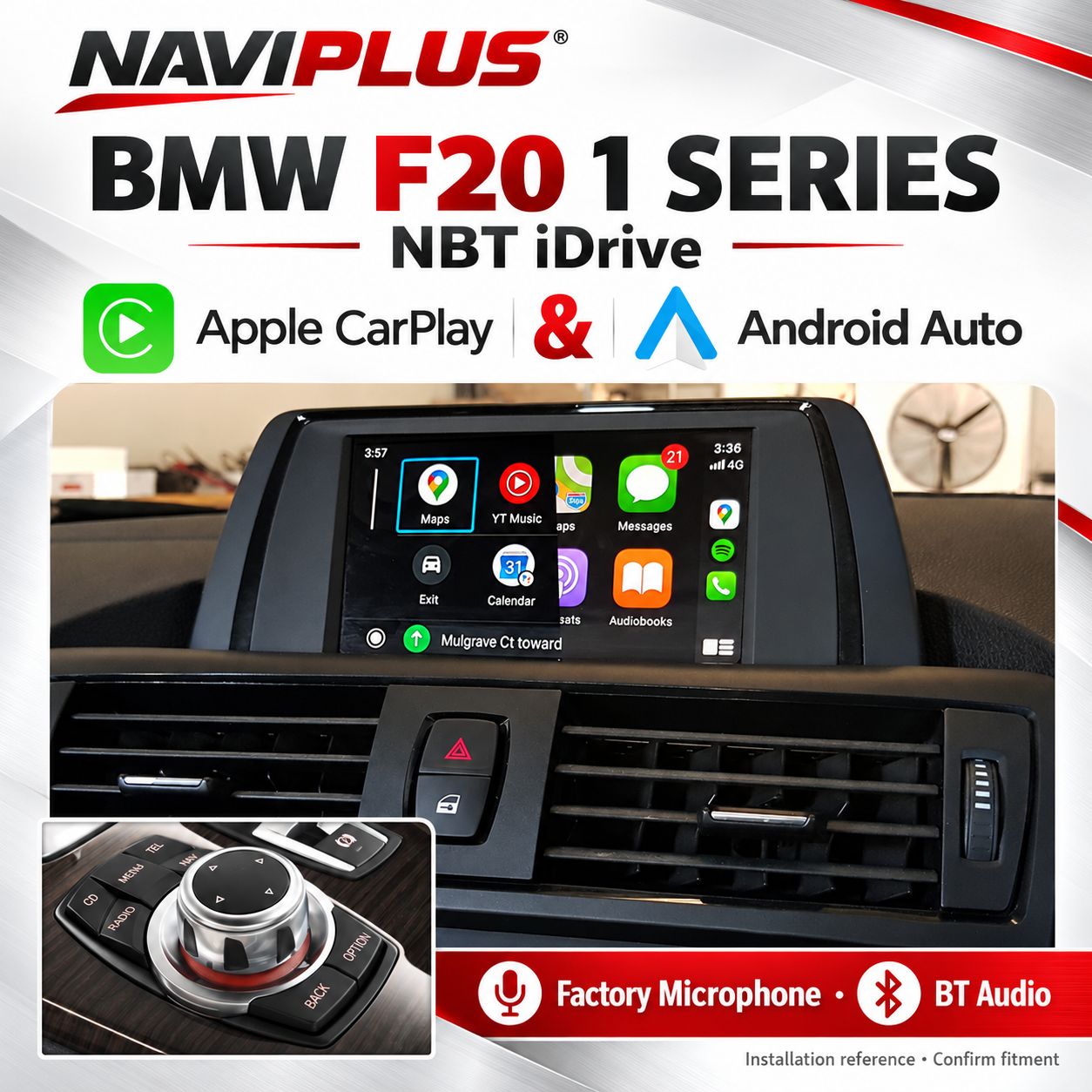 BMW 1 Series F20 NBT iDrive Apple CarPlay &amp; Android Auto Integration