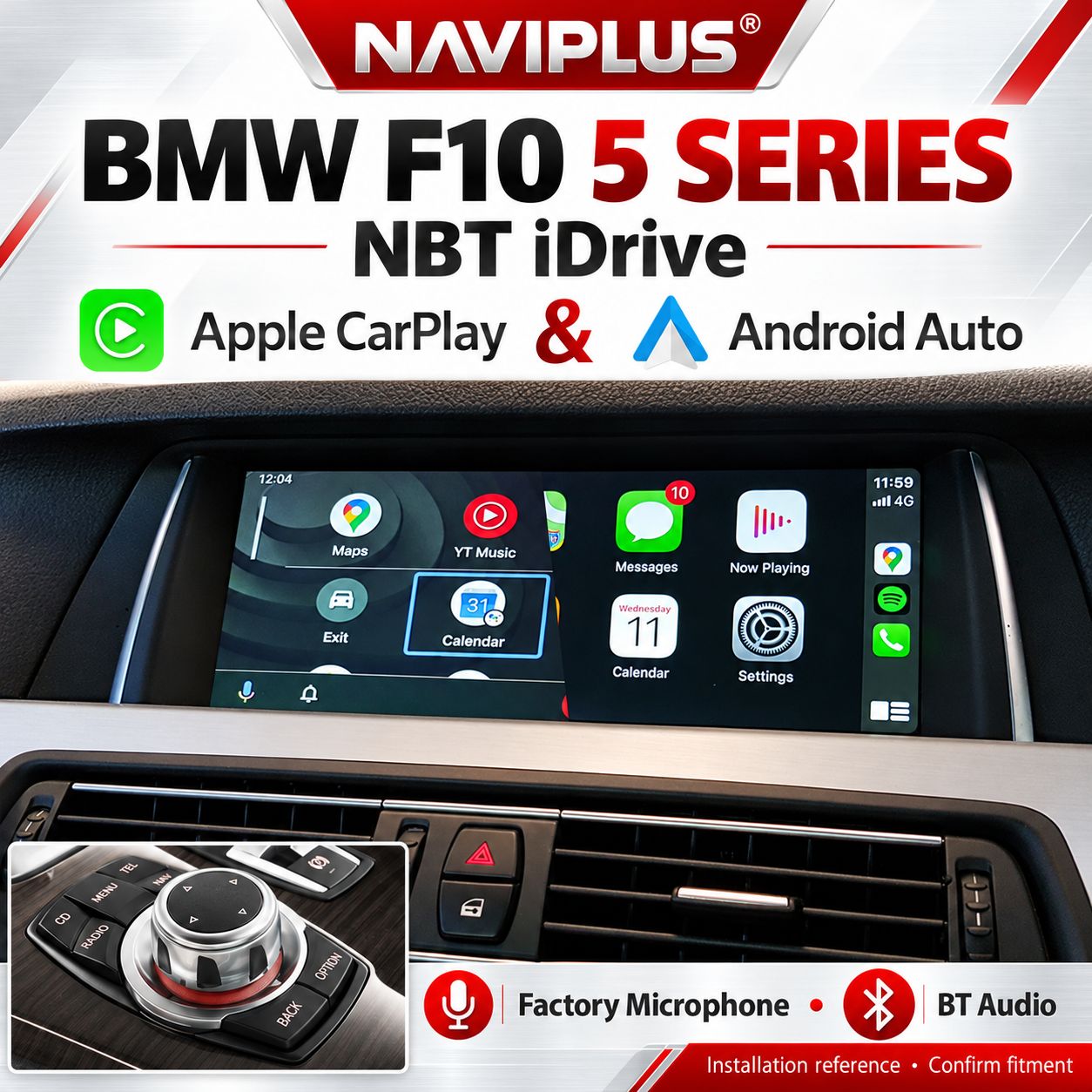 BMW 5 Series F10 NBT iDrive Apple CarPlay &amp; Android Auto Integration