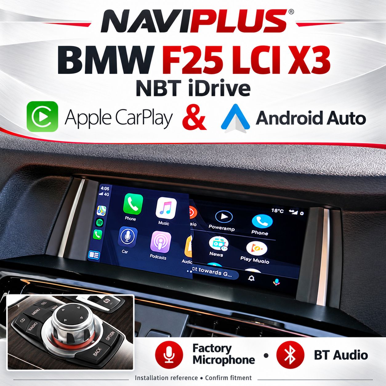 BMW X3 F25 LCI NBT iDrive Apple CarPlay &amp; Android Auto Integration