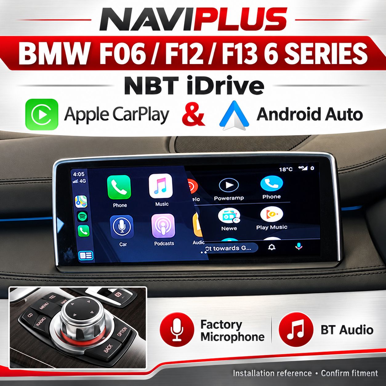 BMW 6 Series F06 / F12 / F13 NBT iDrive Apple CarPlay &amp; Android Auto Integration