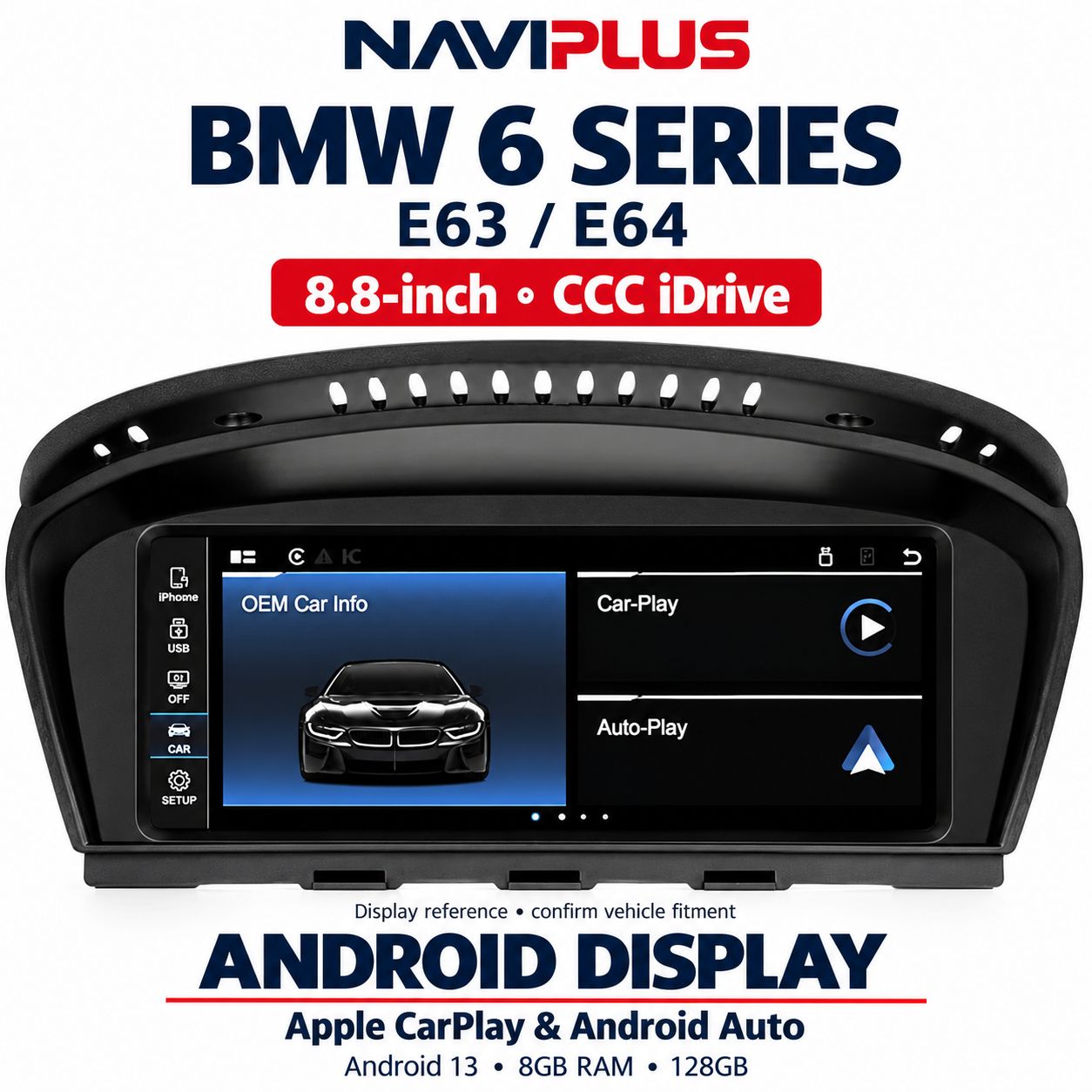 BMW 6 Series E63 / E64 8.8″ Android 13 CarPlay &amp; Android Auto Display — CCC iDrive 2003–2008