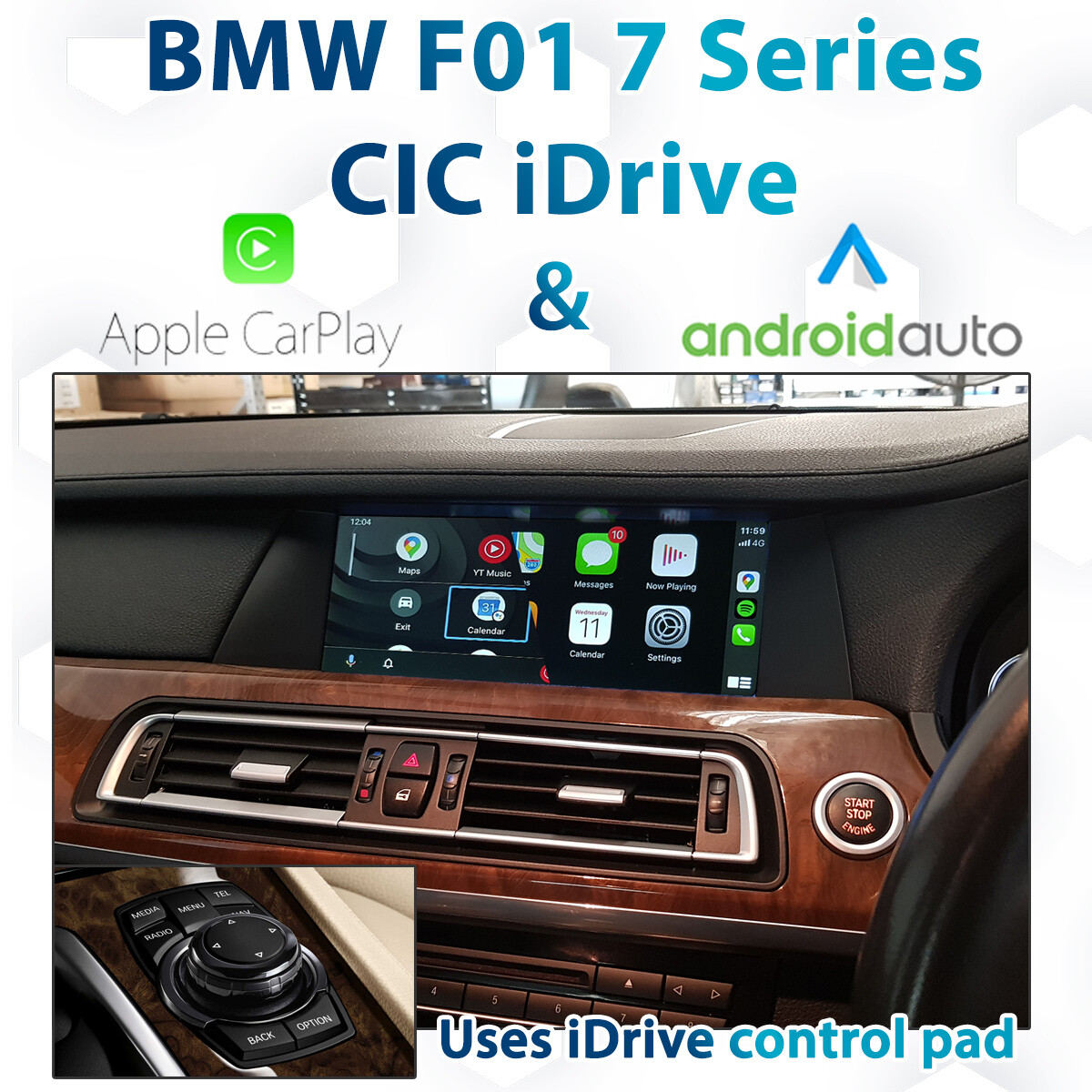 BMW F01 7 Series with CIC iDrive Apple CarPlay &amp; Android Auto Integration