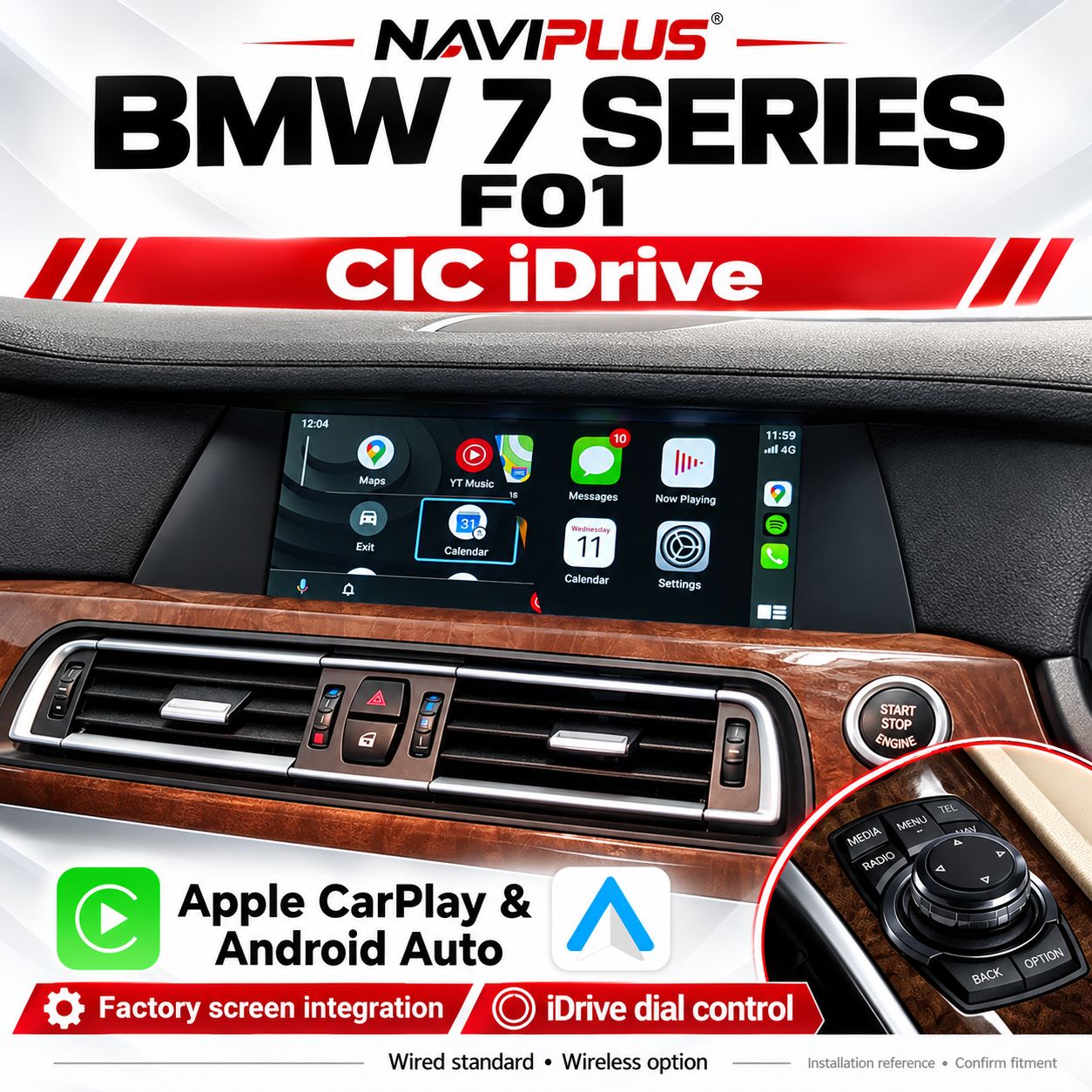 BMW 7 Series F01 CIC iDrive Apple CarPlay &amp; Android Auto Integration 2008–2012