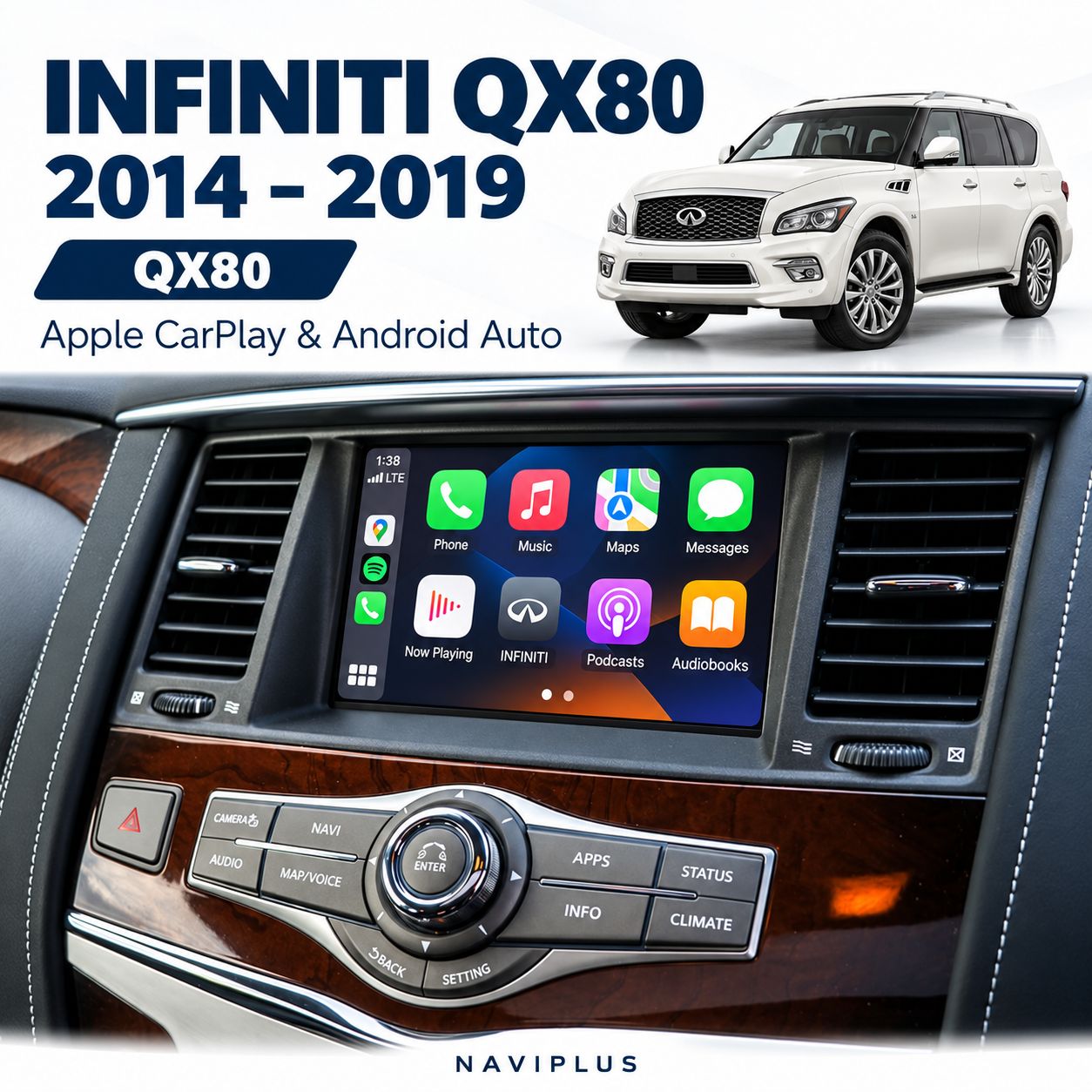 Infiniti QX80 2014–2019 – Apple CarPlay &amp; Android Auto Integration