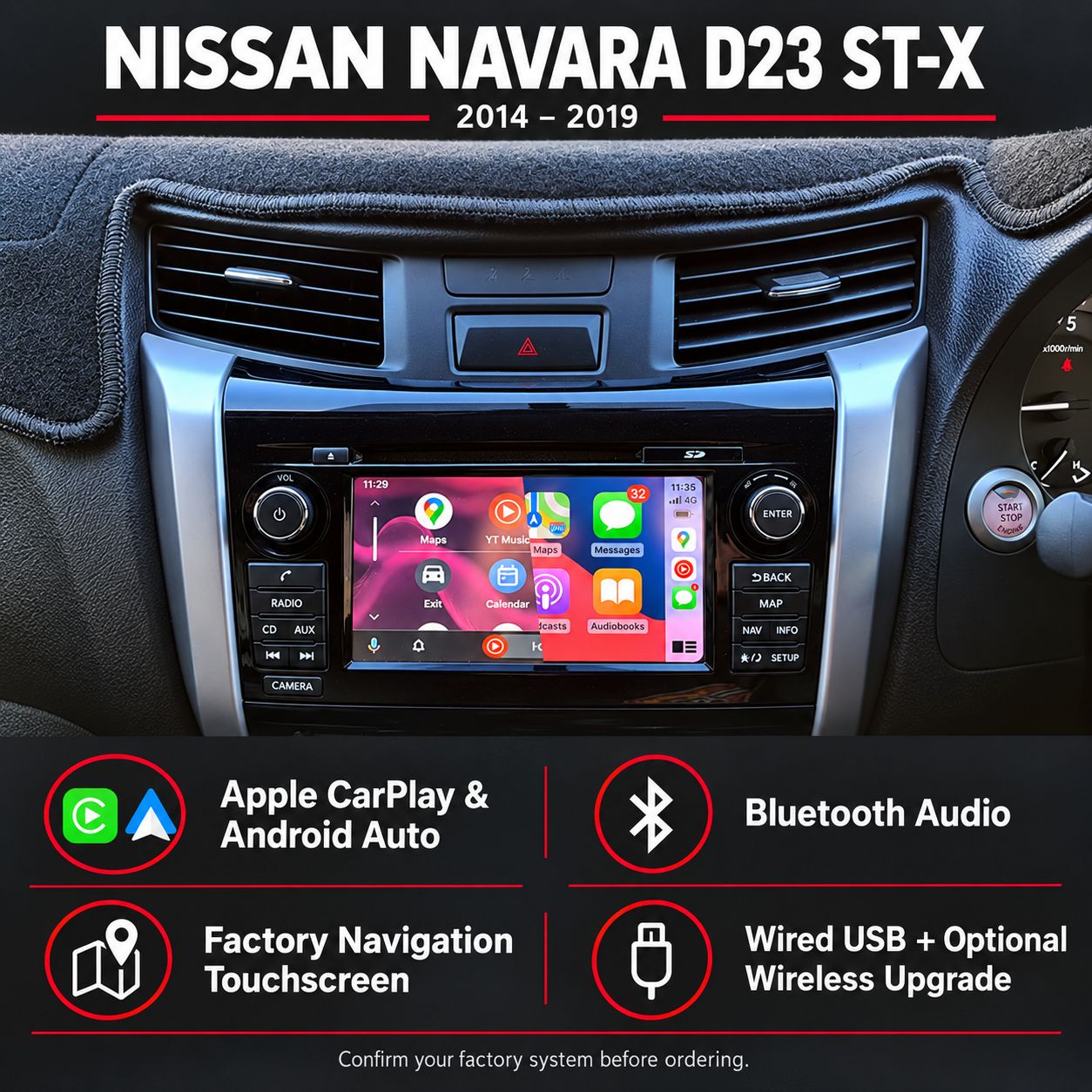 Navara D23 ST-X 2014–2019 CarPlay &amp; Android Auto | NAVIPLUS