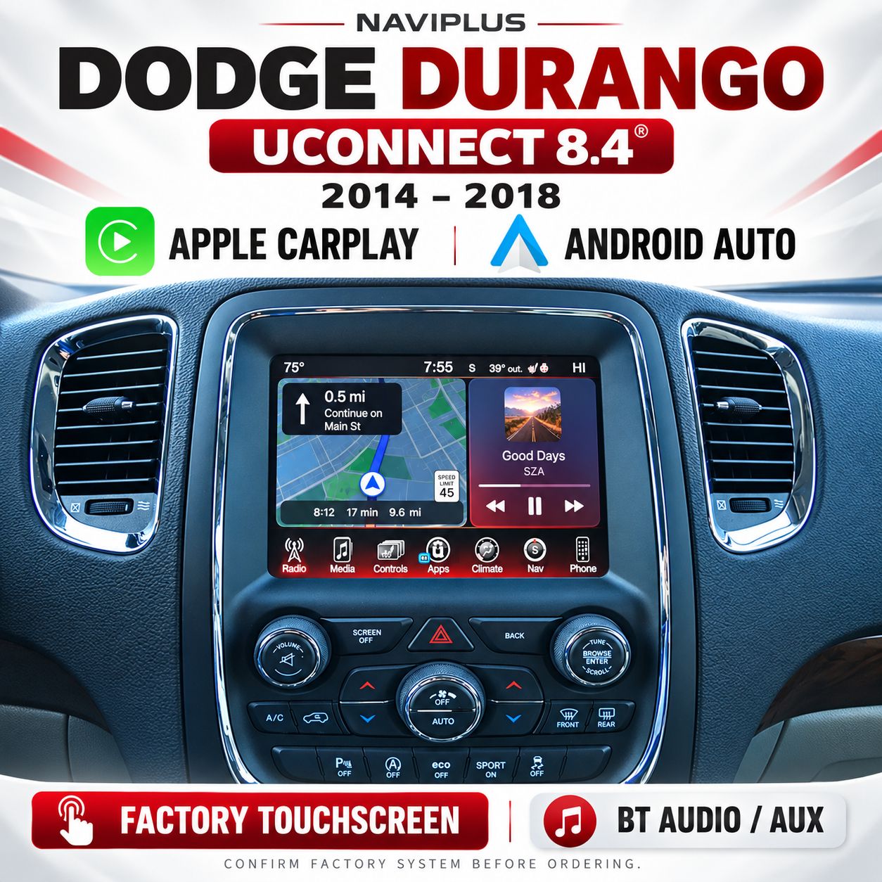 Dodge Durango UConnect 8.4 Apple CarPlay &amp; Android Auto Integration 2014–2018