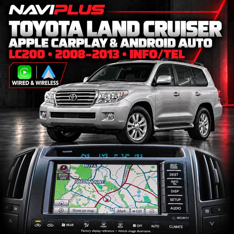 Toyota Land Cruiser LC200 Apple CarPlay &amp; Android Auto Integration Kit | 2008–2013 | INFO/TEL Factory Display