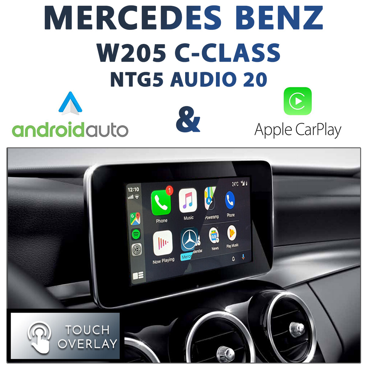 Mercedes-Benz C-Class (C205 / W205) equipped with the AUDIO20 base audio system and 7.2" display to include Apple CarPlay and Android Auto integration