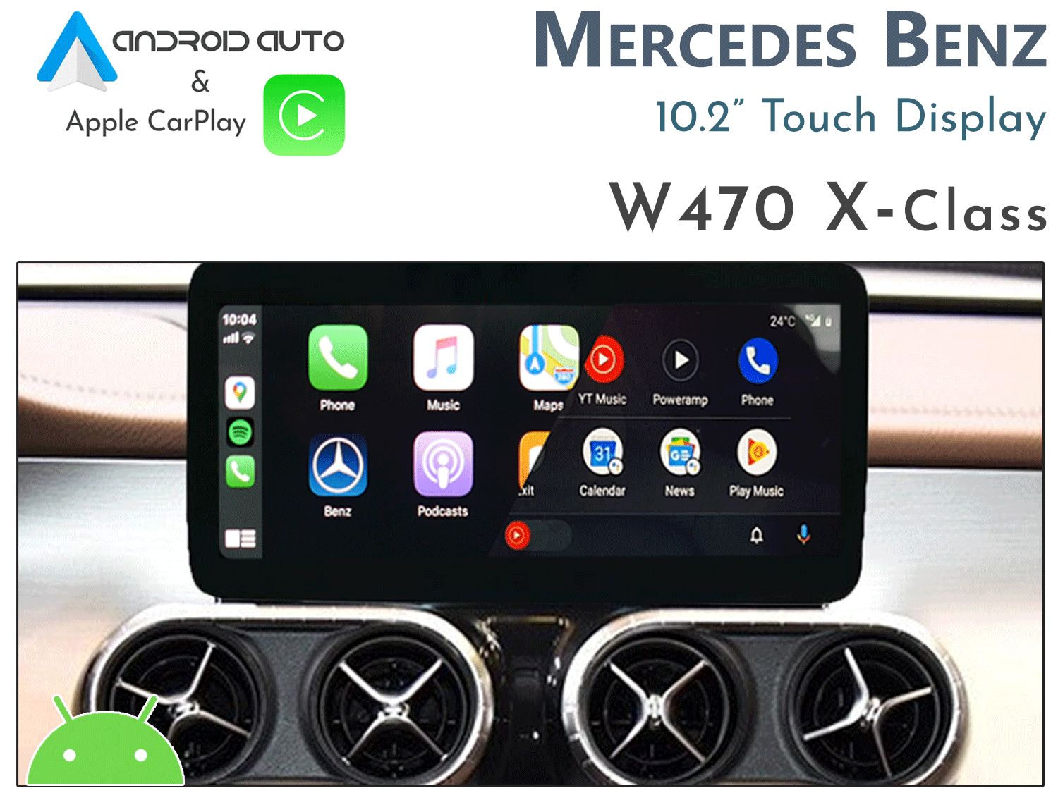 Mercedes-Benz X-Class W470 10.25" Apple CarPlay and Android Auto Integrated Audio Display Unit Android 14