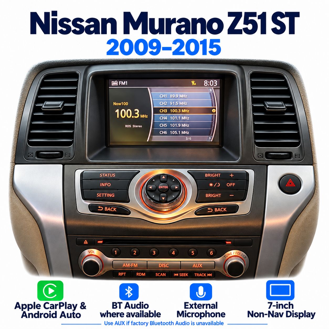 Nissan Murano ST 2009–2015 CarPlay &amp; Android Auto | NAVIPLUS