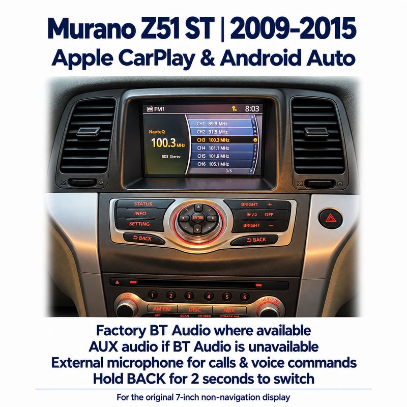 Nissan Murano ST 2009–2015 CarPlay &amp; Android Auto | NAVIPLUS