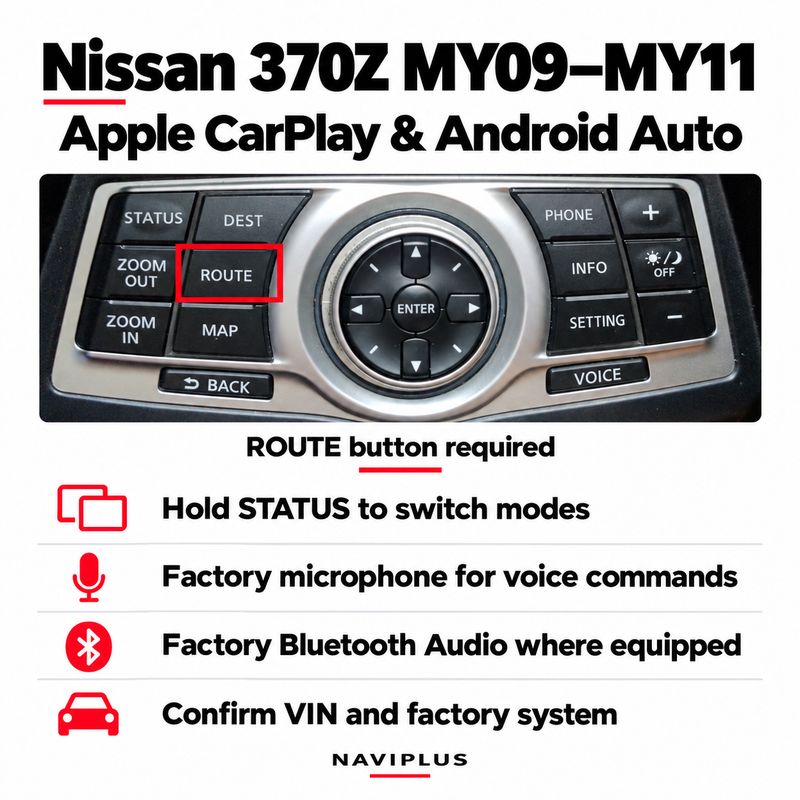 [MY09-MY11] Nissan 370Z - Apple CarPlay &amp; Android Auto Integration - with ROUTE button