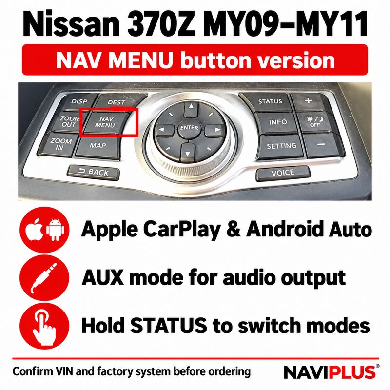 Nissan 370Z MY09–MY11 CarPlay – NAV MENU | Naviplus