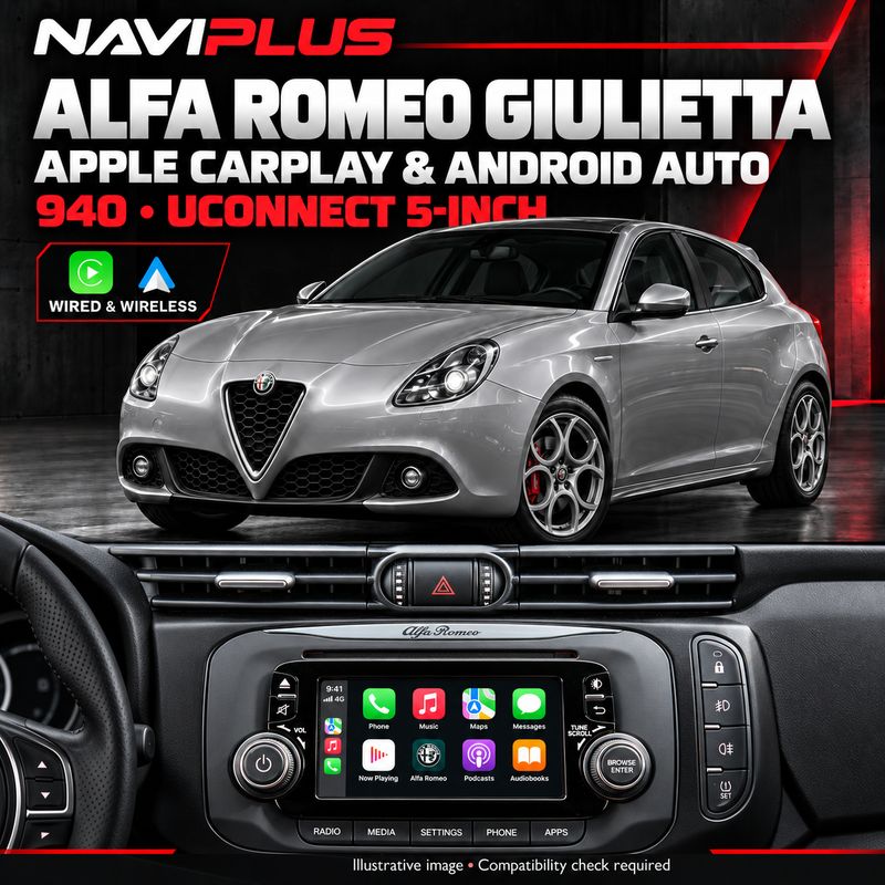 Alfa Romeo 940 Giulietta Apple CarPlay &amp; Android Auto Integration Kit | Uconnect 5-inch | Wired &amp; Wireless