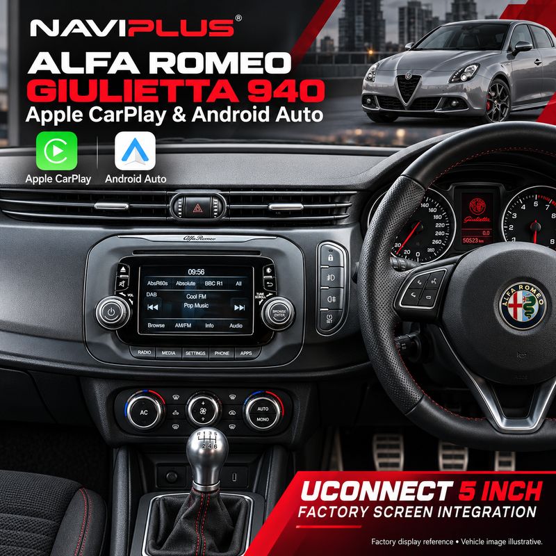 Alfa Romeo 940 Giulietta Apple CarPlay &amp; Android Auto Integration Kit | Uconnect 5-inch | Wired &amp; Wireless