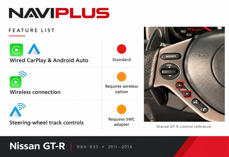 Nissan GT-R R35 Apple CarPlay &amp; Android Auto Integration | 2011–2016 DBA-R35