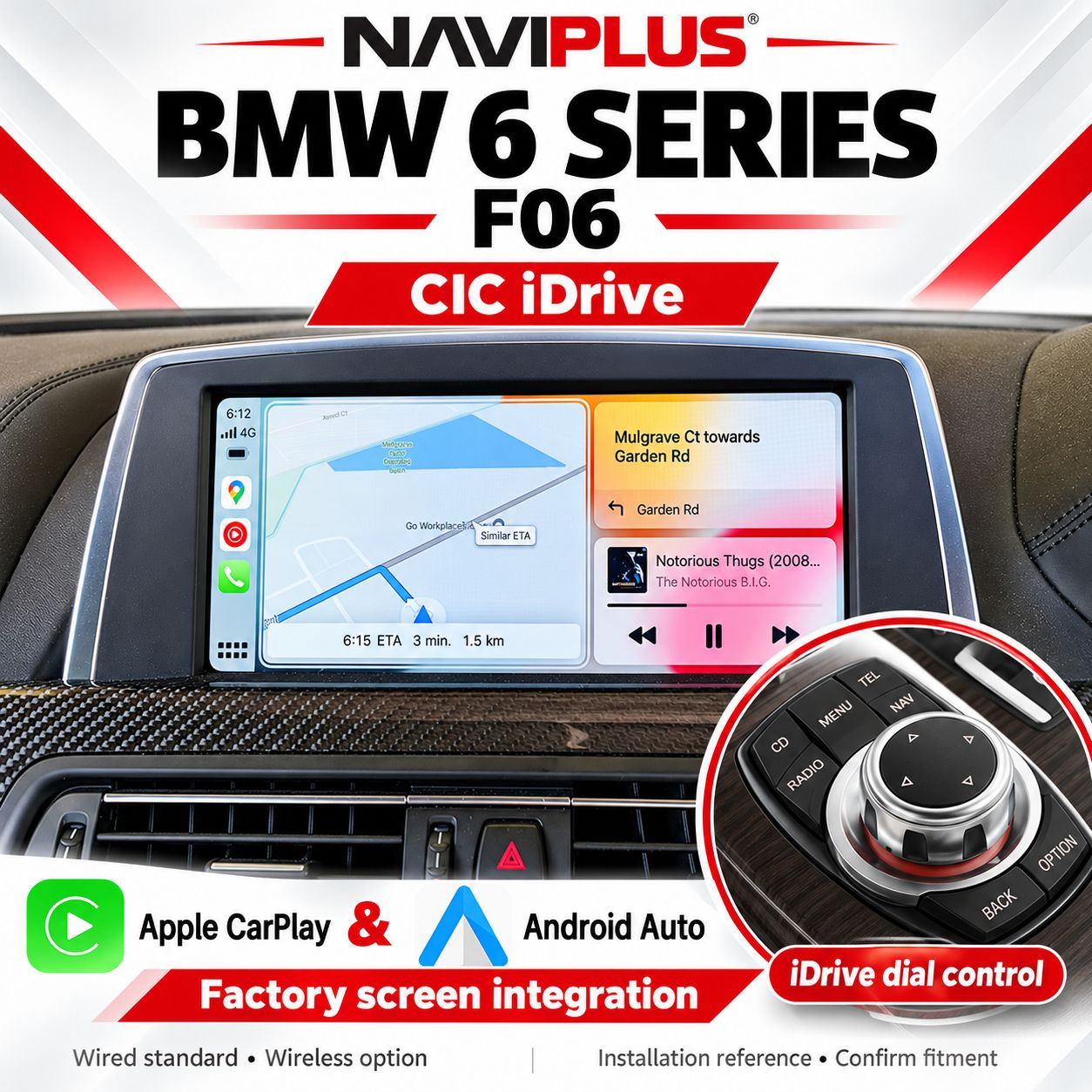 BMW 6 Series F06 CIC iDrive Apple CarPlay &amp; Android Auto Integration