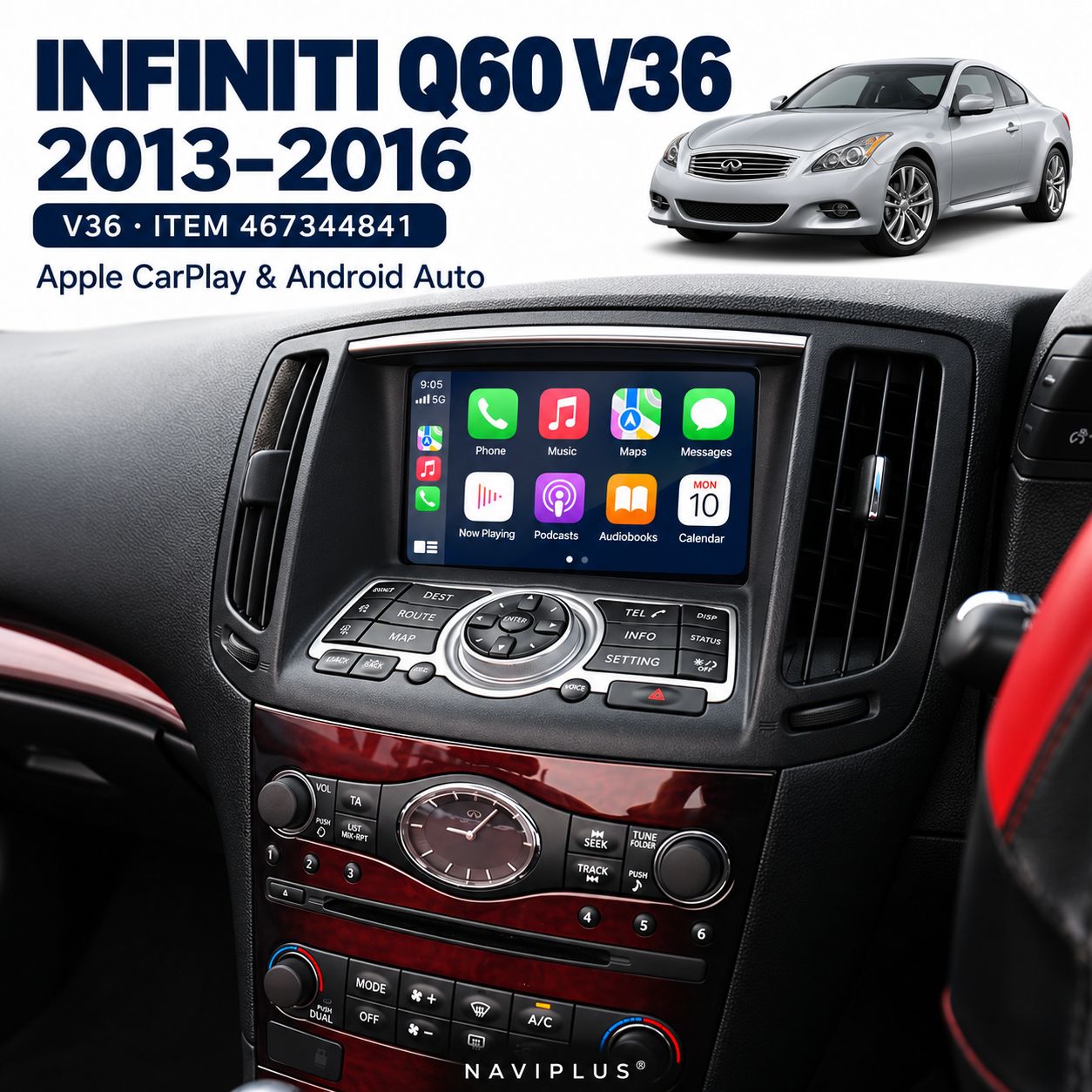 Infiniti Q60 V36 2013–2016 – Apple CarPlay &amp; Android Auto Integration