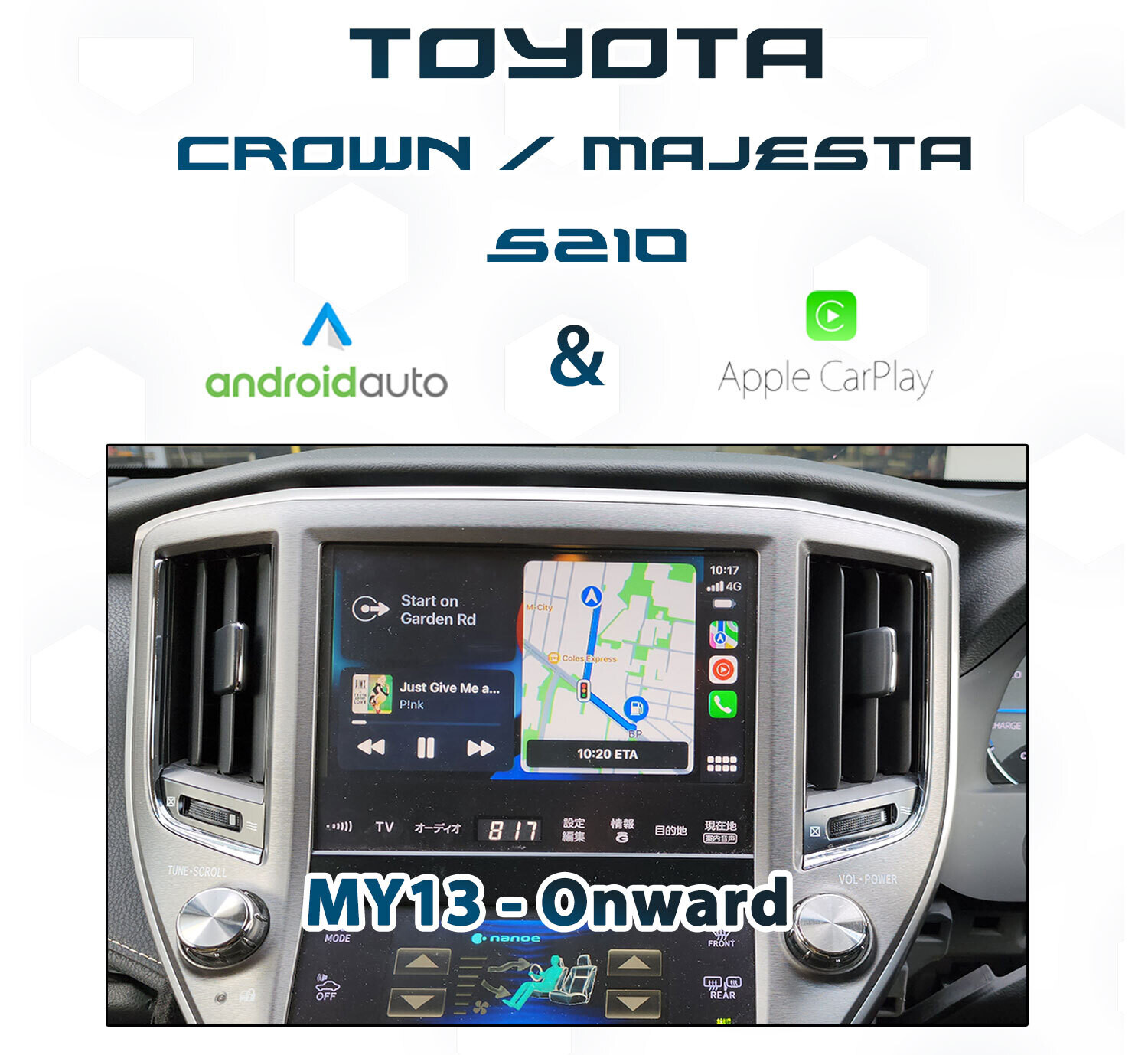 [MY2013 - Onward] Toyota Crown / Majesta GRS214 / GWS214 Apple CarPlay &amp; Android Auto Integration *Plug and Play