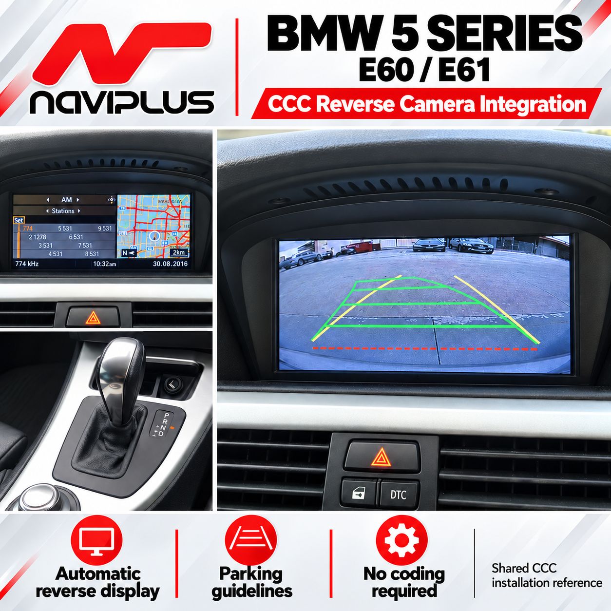 BMW 5 Series E60 / E61 CCC iDrive Reverse Camera Integration 2004–2007