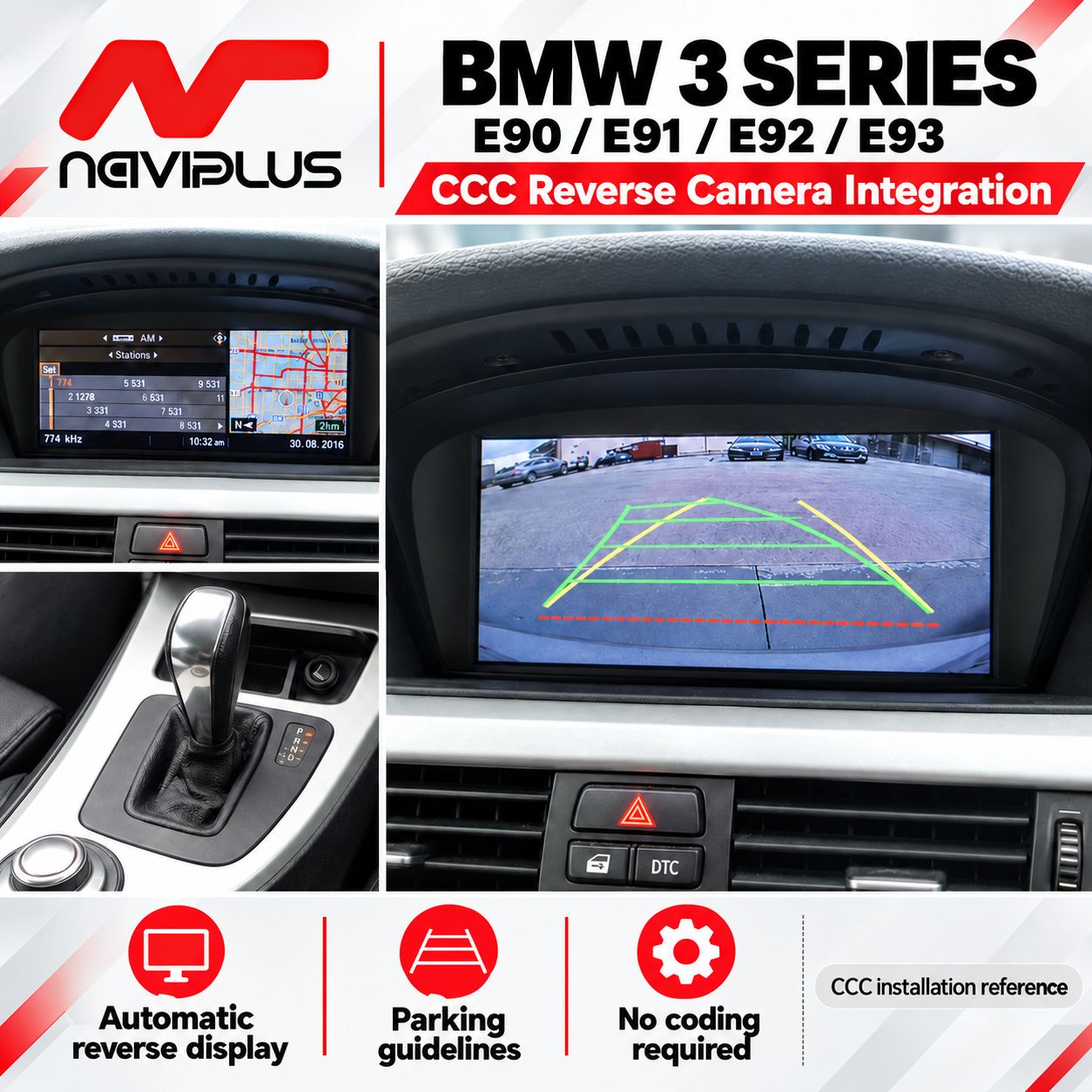 BMW 3 Series E90 / E91 / E92 / E93 CCC iDrive Reverse Camera Integration 2005–2008