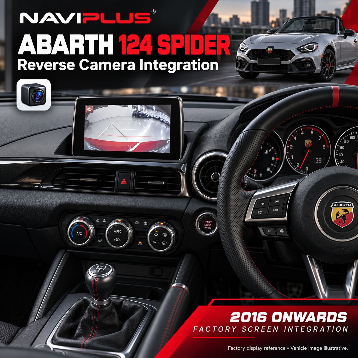Abarth 124 Spider Reverse Camera Integration Kit | 2016 Onwards