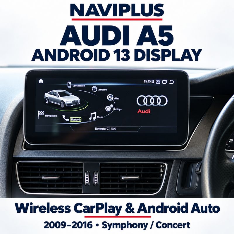 Audi A5 2009–2016 Symphony / Concert Android 13 Display with Wireless Apple CarPlay &amp; Android Auto