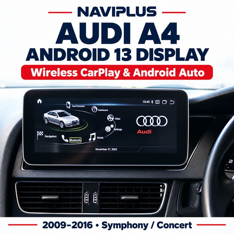 Audi A4 2009–2016 Symphony / Concert Android 13 Display with Wireless Apple CarPlay &amp; Android Auto