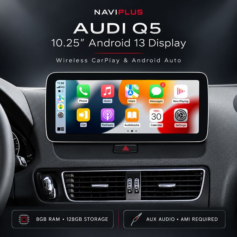 Audi Q5 2009–2016 3G MMI 10.25″ Android 13 Display | Wireless CarPlay &amp; Android Auto