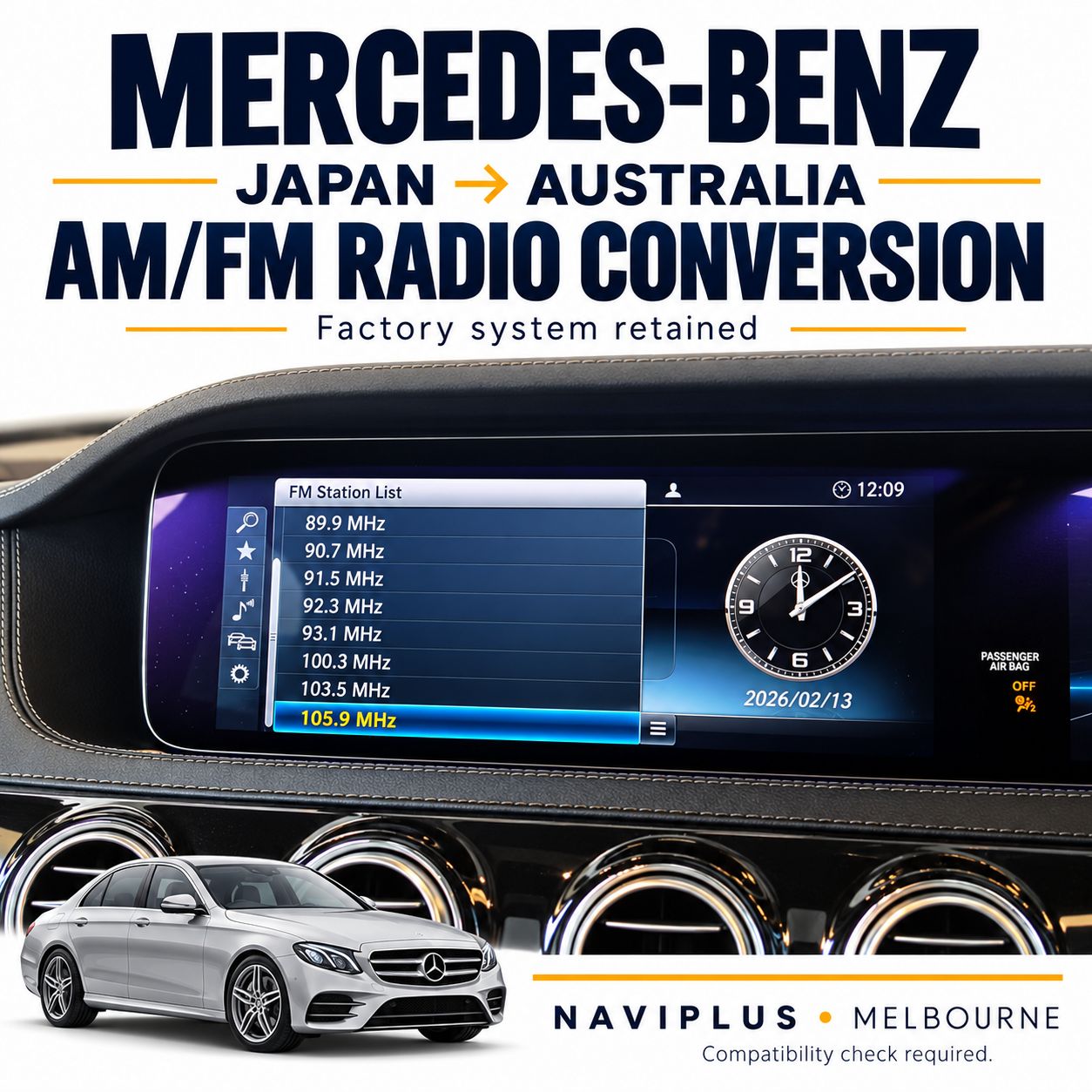 Mercedes-Benz Japanese Import AM/FM Radio Conversion – Australia