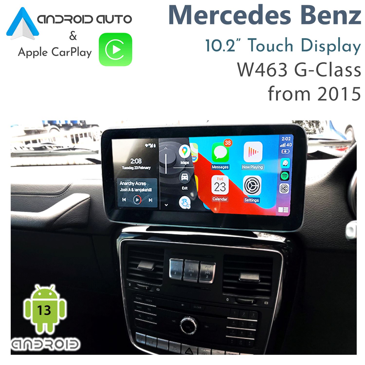 Mercedes-Benz W463 G-Class (2015 Onwards) – 10.2" Touch Display with Apple CarPlay &amp; Android Auto Integration Android 14