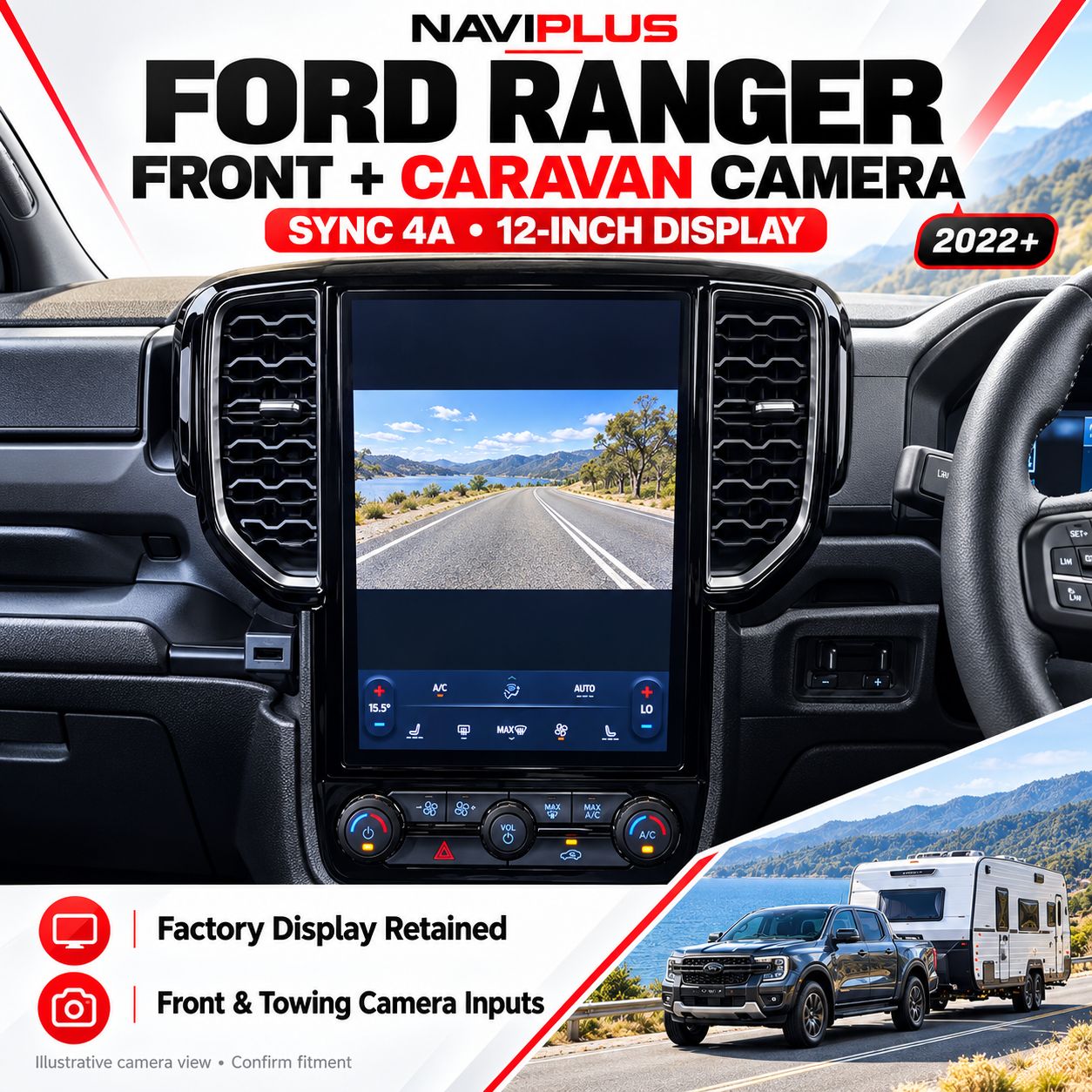 Ford Ranger SYNC 4A 12-Inch Front &amp; Caravan Camera Integration | 2022+