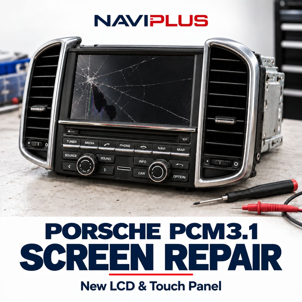 Porsche PCM3.1 Cracked Screen Repair — New LCD &amp; Touch Panel