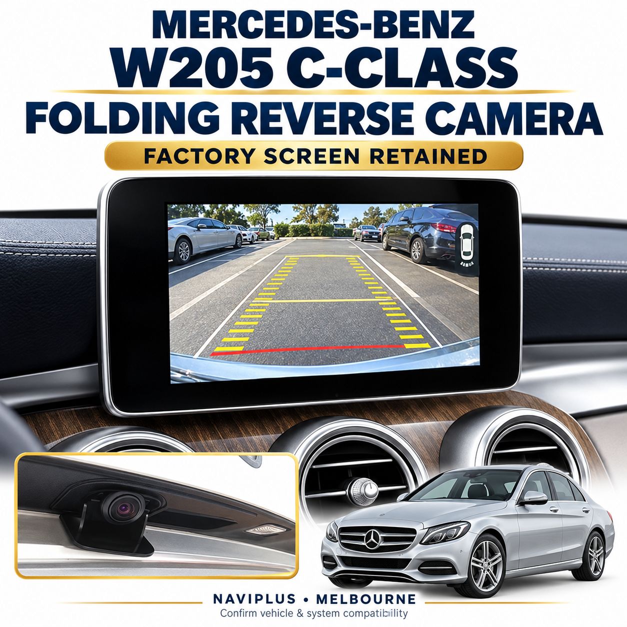 Mercedes-Benz W205 C-Class Folding Reverse Camera Integration