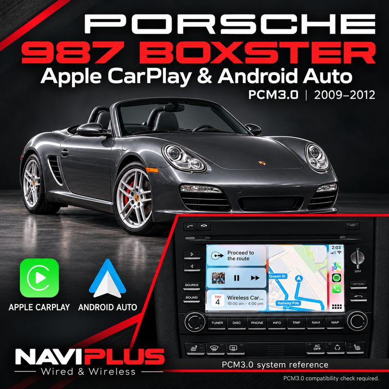 Porsche 987 Boxster PCM3.0 Apple CarPlay &amp; Android Auto Integration 2009–2012