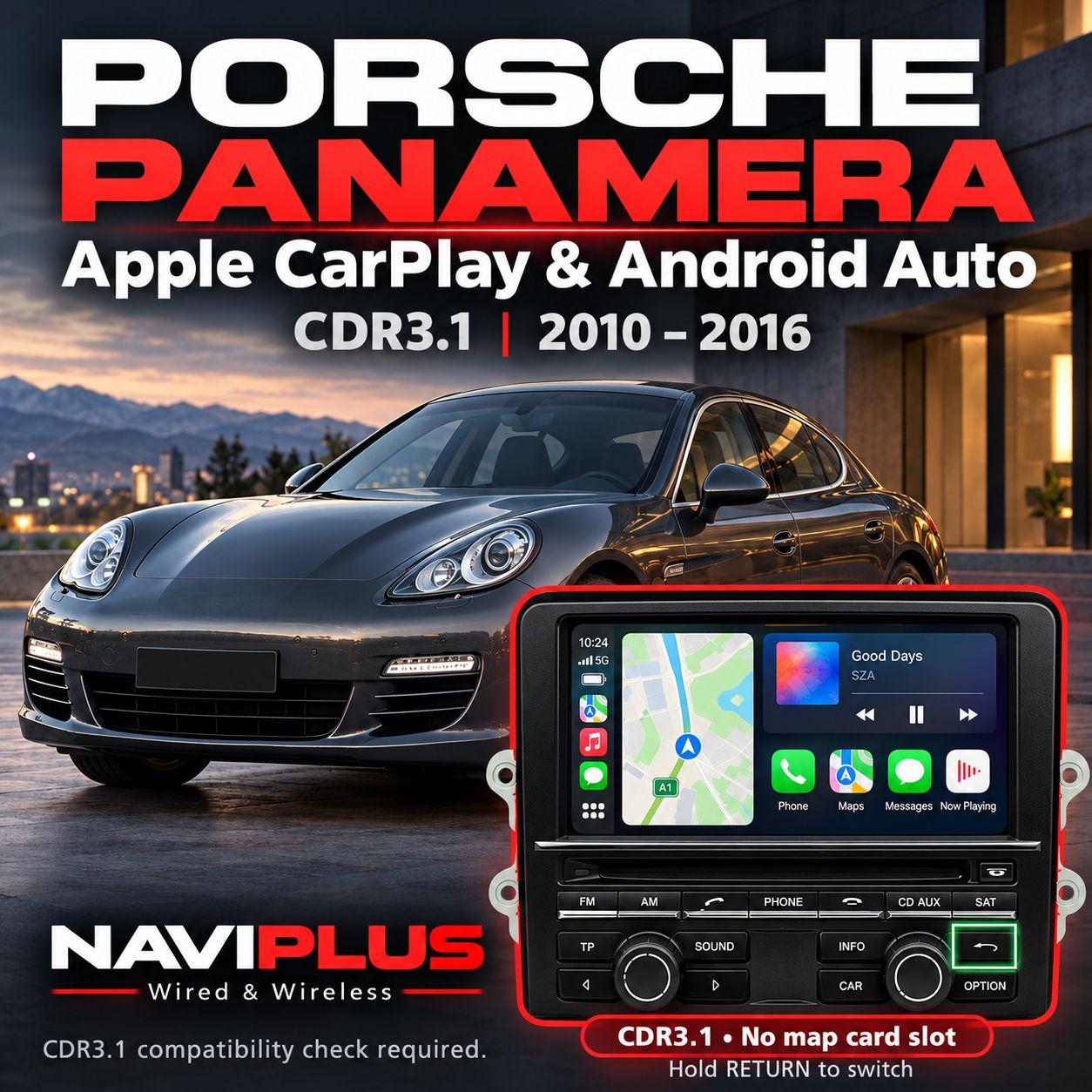 Porsche Panamera CDR3.1 Apple CarPlay &amp; Android Auto Integration 2010–2016