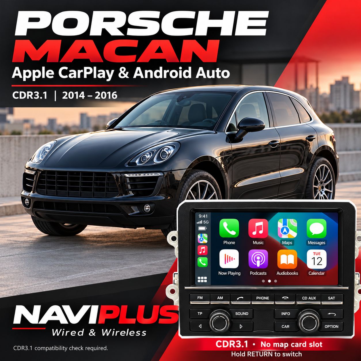 Porsche Macan CDR3.1 Apple CarPlay &amp; Android Auto Integration 2014–2016