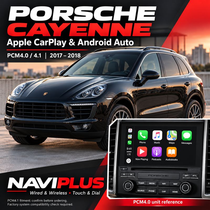 Porsche Cayenne PCM4.0 / PCM4.1 Apple CarPlay &amp; Android Auto Integration 2017–2018