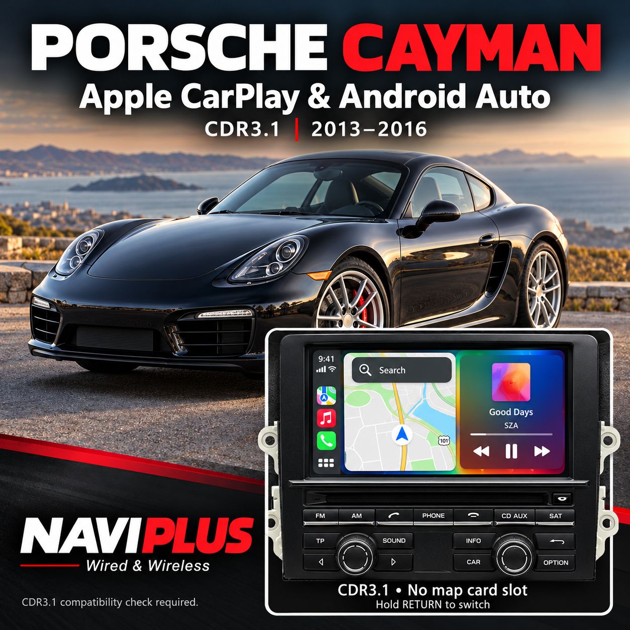 Porsche Cayman CDR3.1 Apple CarPlay &amp; Android Auto Integration 2013–2016