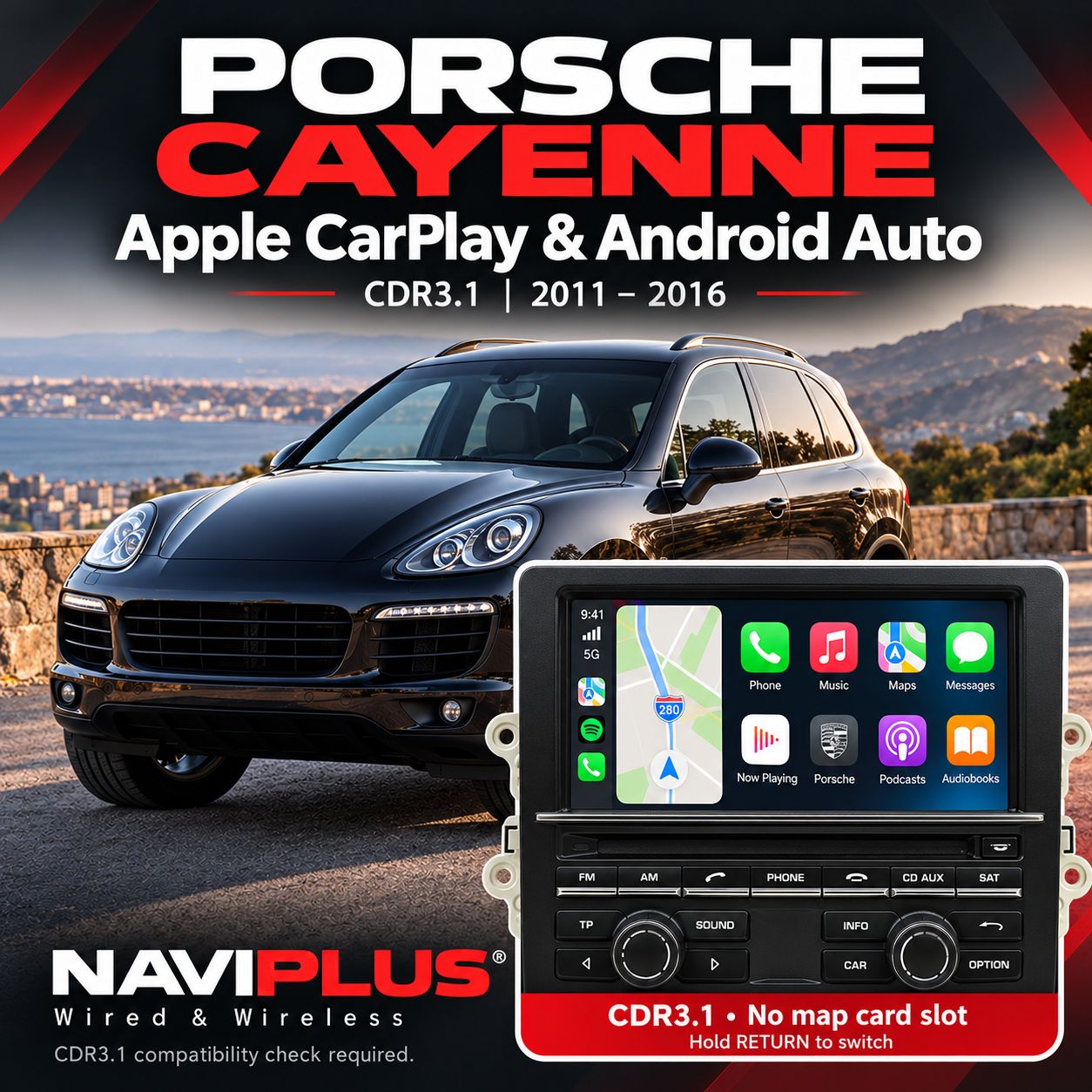 Porsche Cayenne CDR3.1 Apple CarPlay &amp; Android Auto Integration 2011–2016