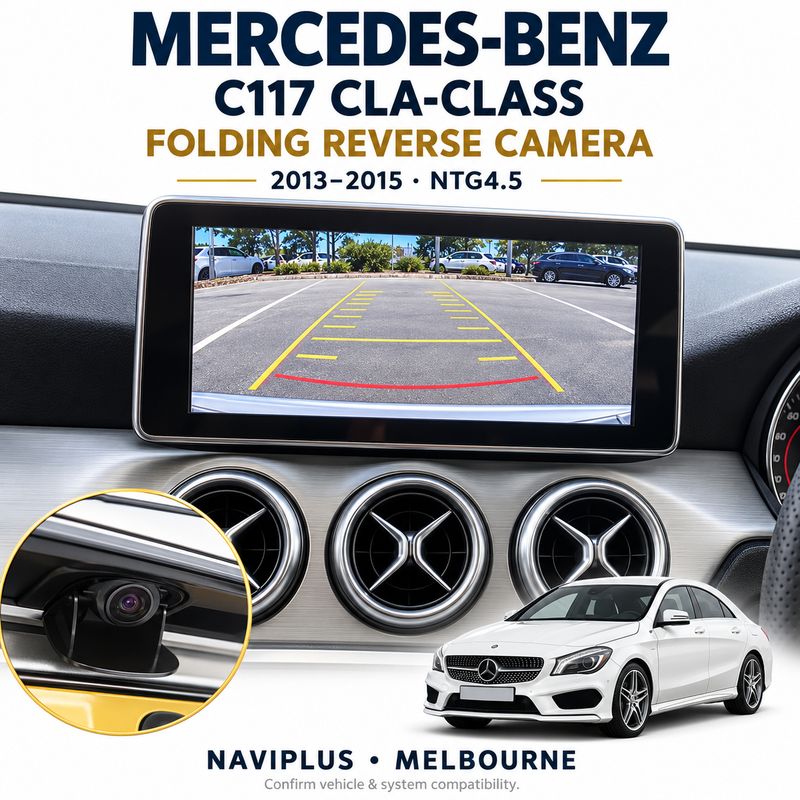 Mercedes-Benz C117 CLA-Class Folding Reverse Camera Integration – 2013–2015 pre-facelift