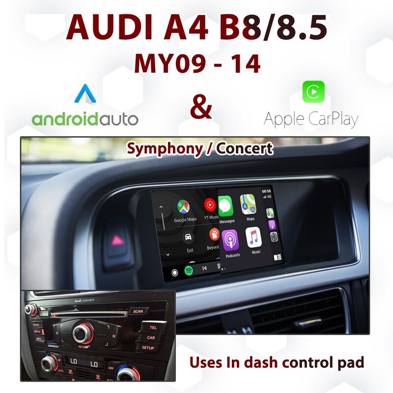 Audi A4 B8 Symphony &amp; Concert Dial Control Apple CarPlay &amp; Android Auto Integration (2009–2014)
