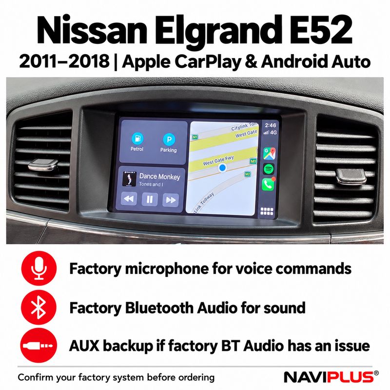 Nissan Elgrand E52 Apple CarPlay &amp; Android Auto Integration | 2011–2018