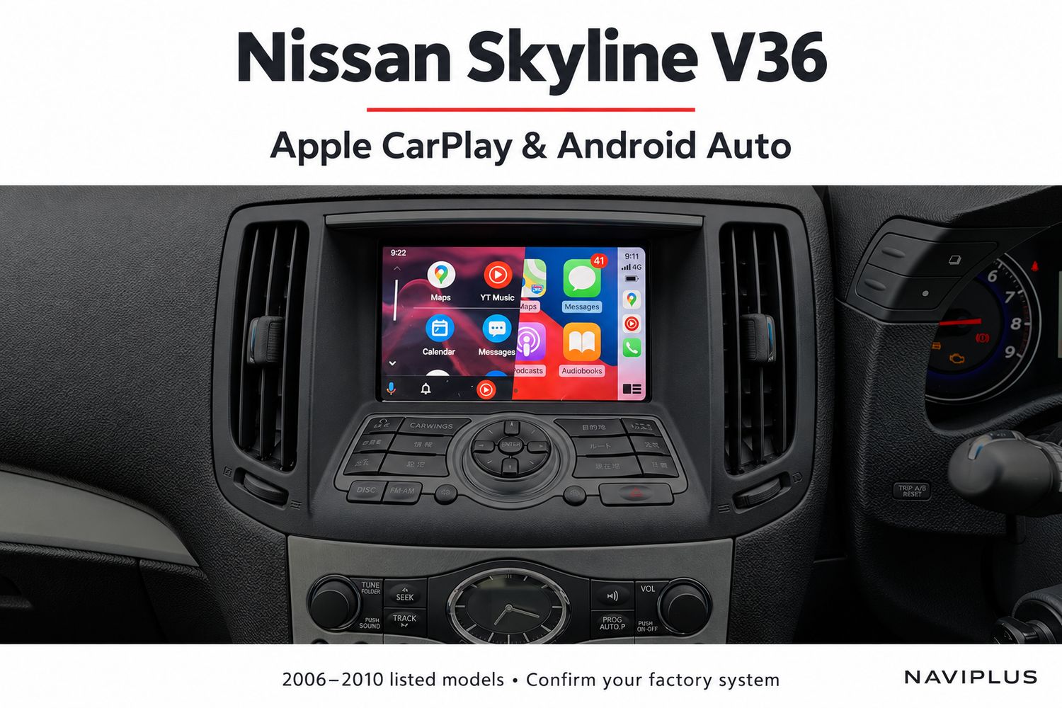 Nissan V36 / J50 / 370 GT Skyline Apple CarPlay &amp; Android Auto Integration | From 2006  to 2010