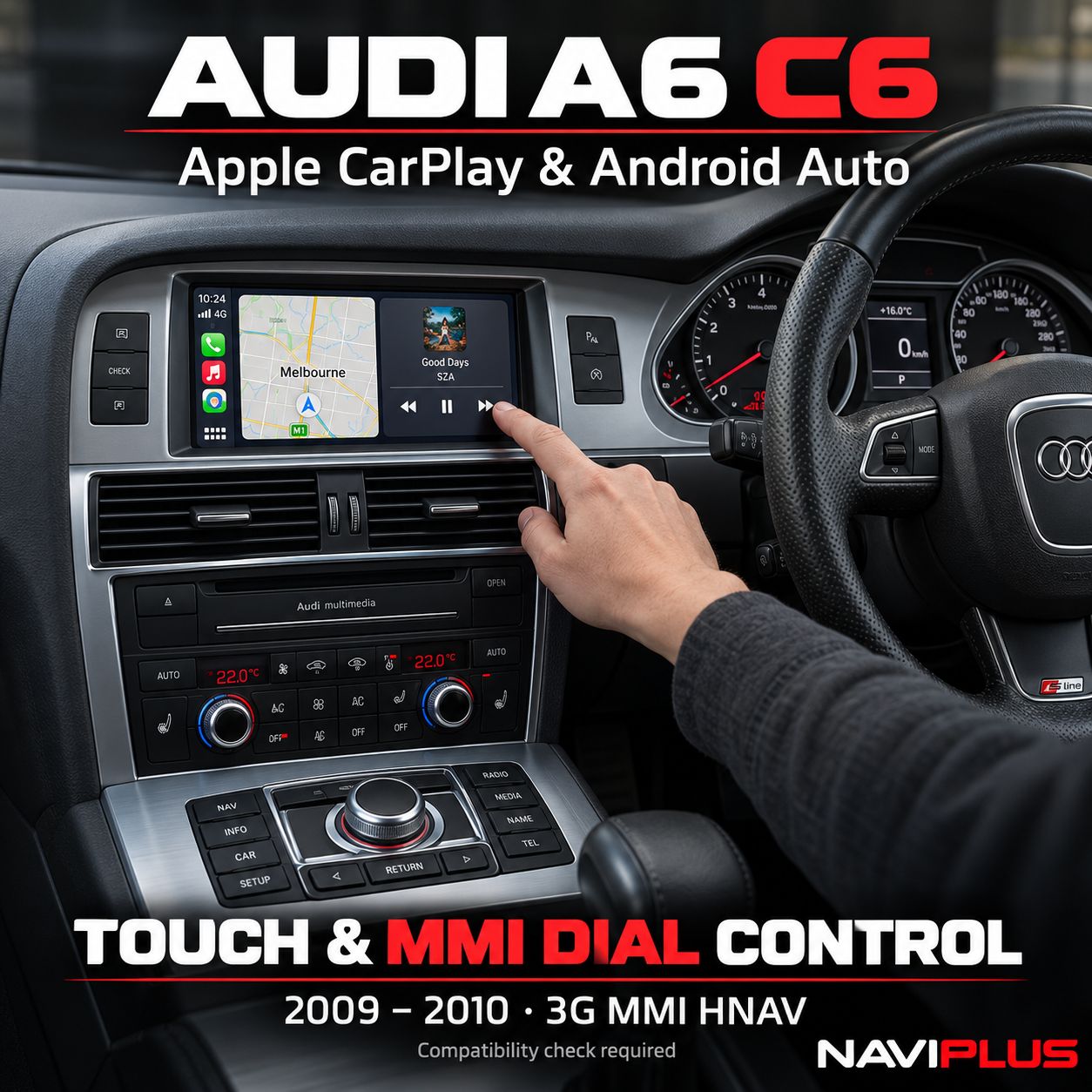 Audi A6 C6 Touch &amp; Dial Apple CarPlay &amp; Android Auto Integration 2009–2010