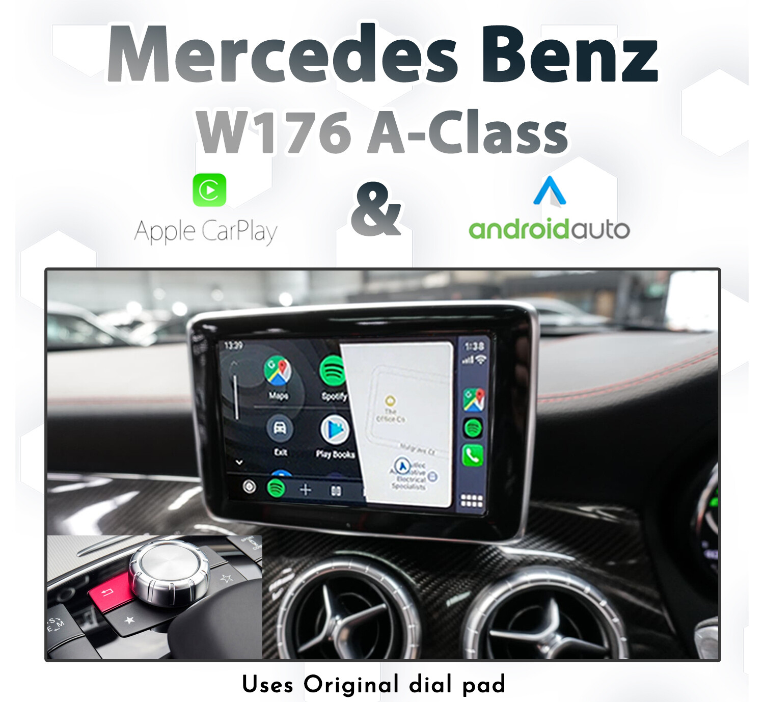 Mercedes-Benz W176 A-Class (2013-2015) – NTG4.5 COMAND &amp; Audio20 Dial Control Apple CarPlay &amp; Android Auto Integration